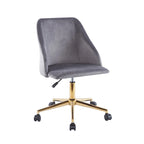 Chaise de bureau pivotante Ryo, velours, pieds chromés dorés