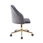 Chaise de bureau pivotante Ryo, velours, pieds chromés dorés