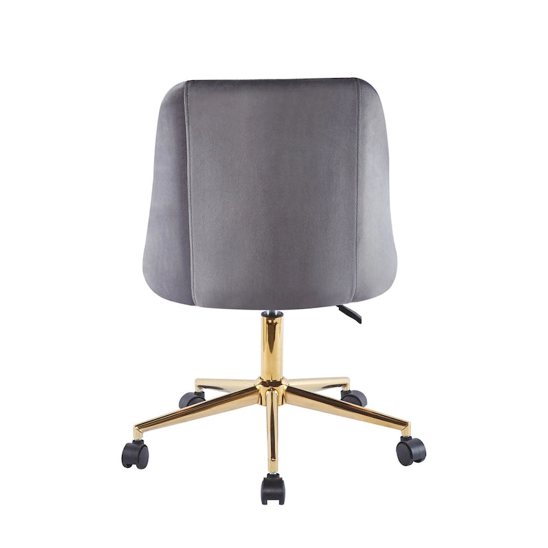 Chaise de bureau pivotante Ryo, velours, pieds chromés dorés