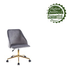 Chaise de bureau pivotante Ryo, velours, pieds chromés dorés