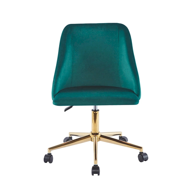 Chaise de bureau pivotante Ryo, velours, pieds chromés dorés