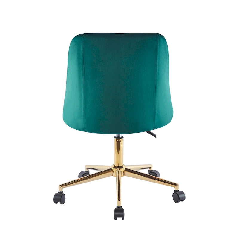 Chaise de bureau pivotante Ryo, velours, pieds chromés dorés