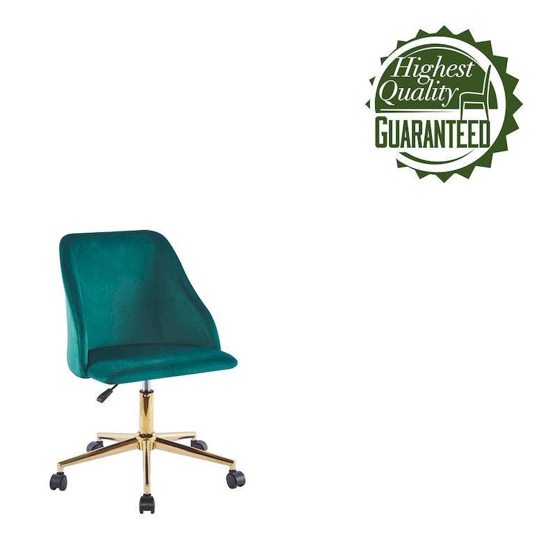 Chaise de bureau pivotante Ryo, velours, pieds chromés dorés