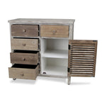 Meuble d'appoint en bois massif rustique marron avec cinq tiroirs - 31,75