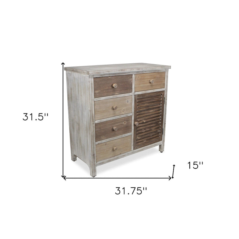 Meuble d'appoint en bois massif rustique marron avec cinq tiroirs - 31,75