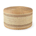   Maya Brown Striped Seagrass Round Coffee Table Pouf