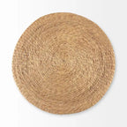 Pouf Table Basse Ronde en Jonc de Mer Rayé Maya Brown
