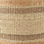 Pouf Table Basse Ronde en Jonc de Mer Rayé Maya Brown