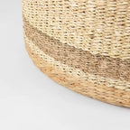 Pouf Table Basse Ronde en Jonc de Mer Rayé Maya Brown