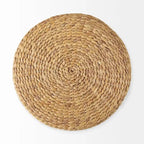 Pouf Table Basse Ronde en Jonc de Mer Rayé Maya Brown