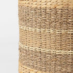 Pouf Table Basse Ronde en Jonc de Mer Rayé Maya Brown