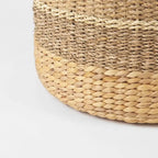 Pouf Table Basse Ronde en Jonc de Mer Rayé Maya Brown