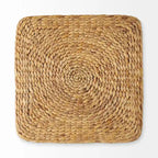Pouf Table Basse Ronde en Jonc de Mer Rayé Maya Brown