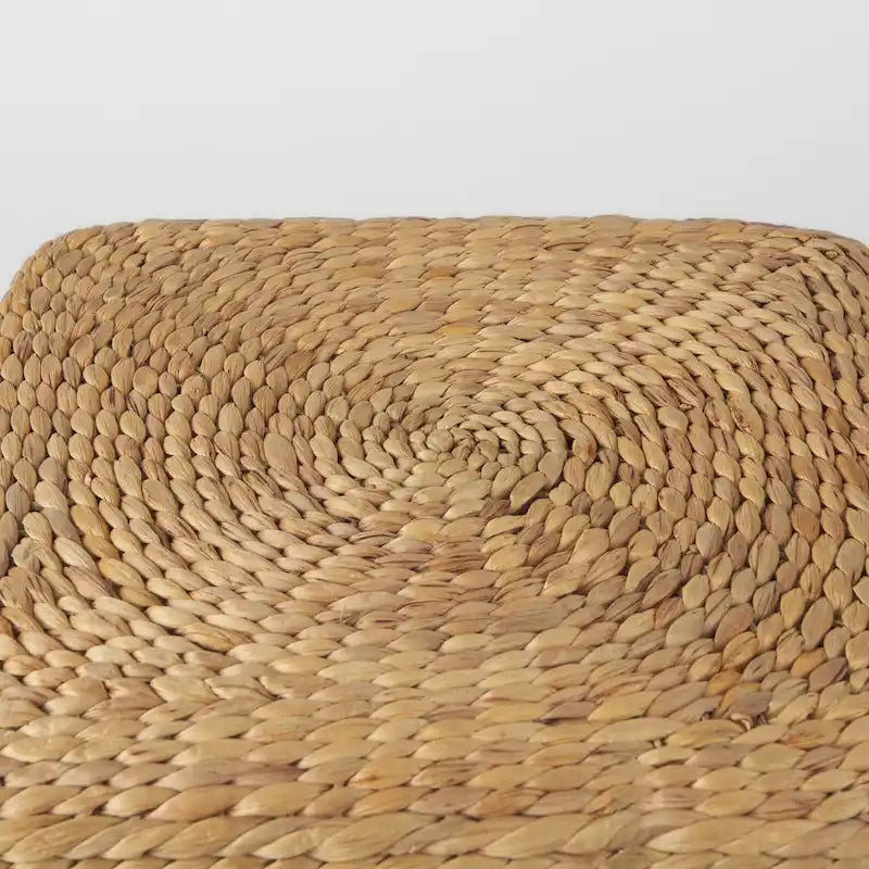 Pouf Table Basse Ronde en Jonc de Mer Rayé Maya Brown