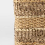 Pouf Table Basse Ronde en Jonc de Mer Rayé Maya Brown
