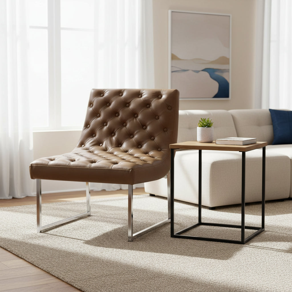 Fauteuil club capitonné de style médiéval - 25 cm de large x 30 cm de profondeur x 32 cm de haut