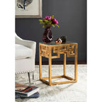   Porfiria Antique Gold Leaf End Table - 16 x 12 x 20.5 - 16Wx12Dx21H