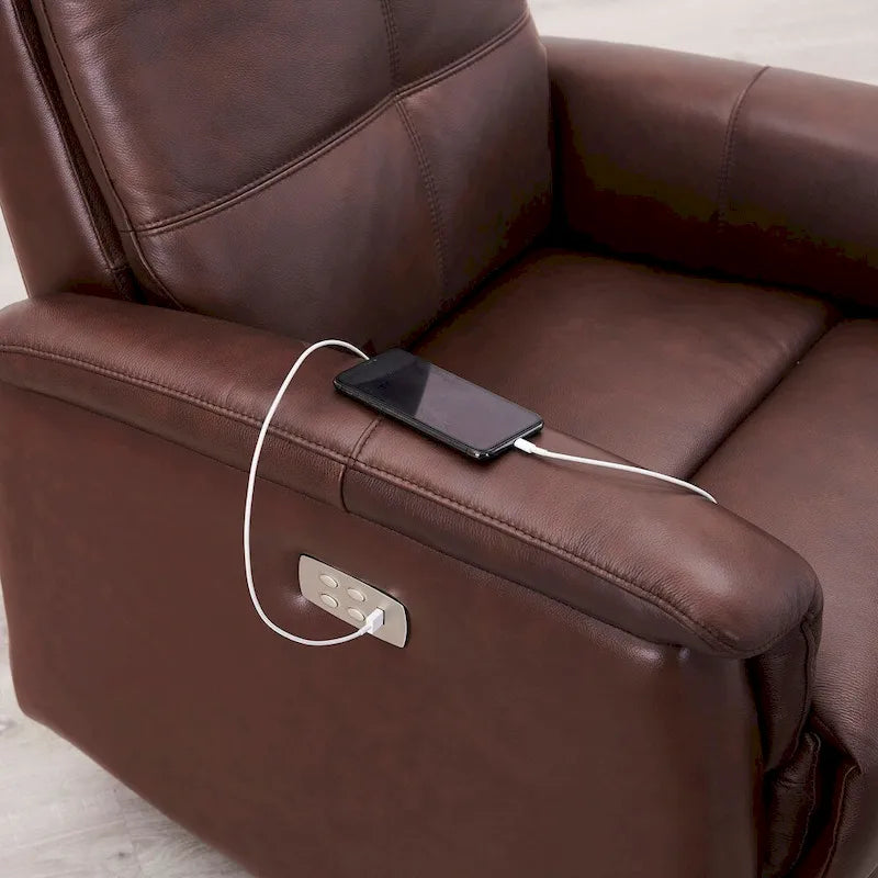 Fauteuil inclinable en cuir pleine fleur Logan Power Headrest