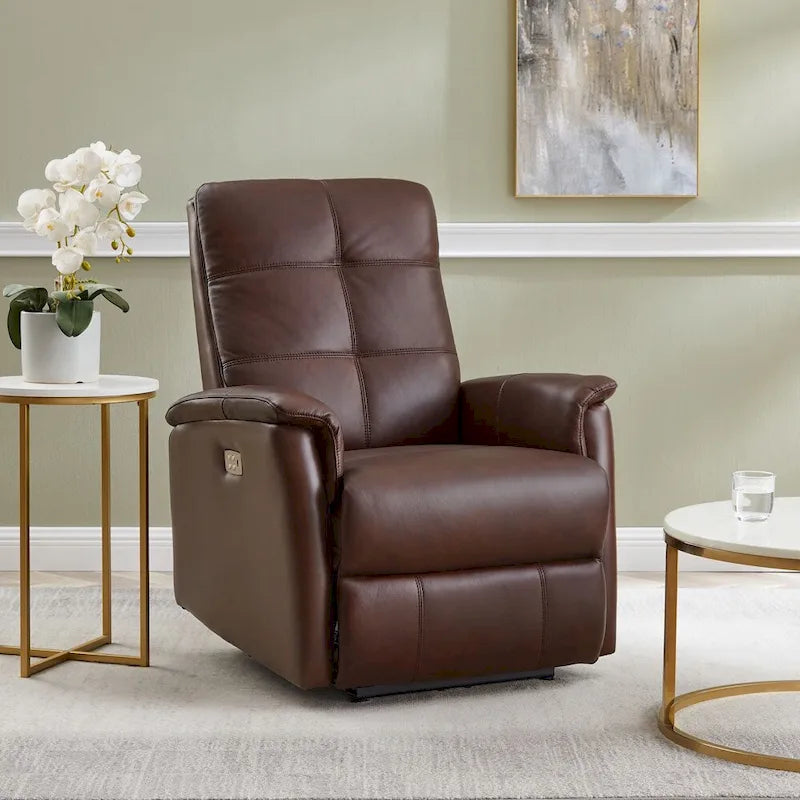 Fauteuil inclinable en cuir pleine fleur Logan Power Headrest