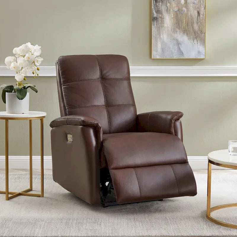 Fauteuil inclinable en cuir pleine fleur Logan Power Headrest