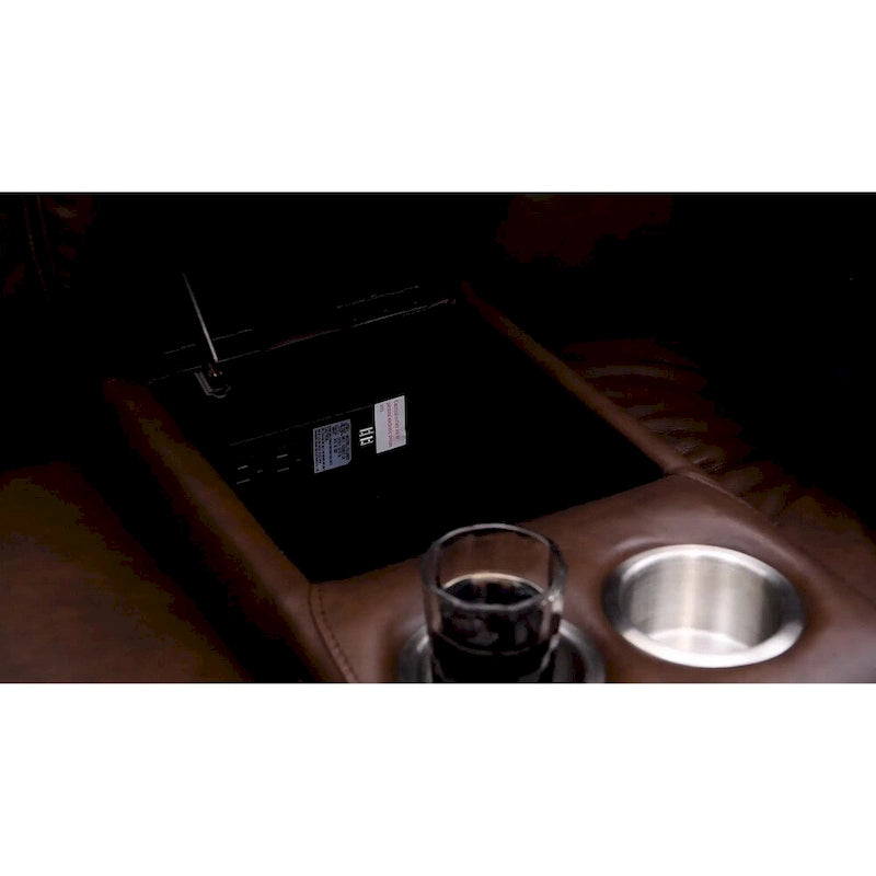 Causeuse inclinable et appuie-tête électrique Vienna Zero Gravity en cuir pleine fleur avec console