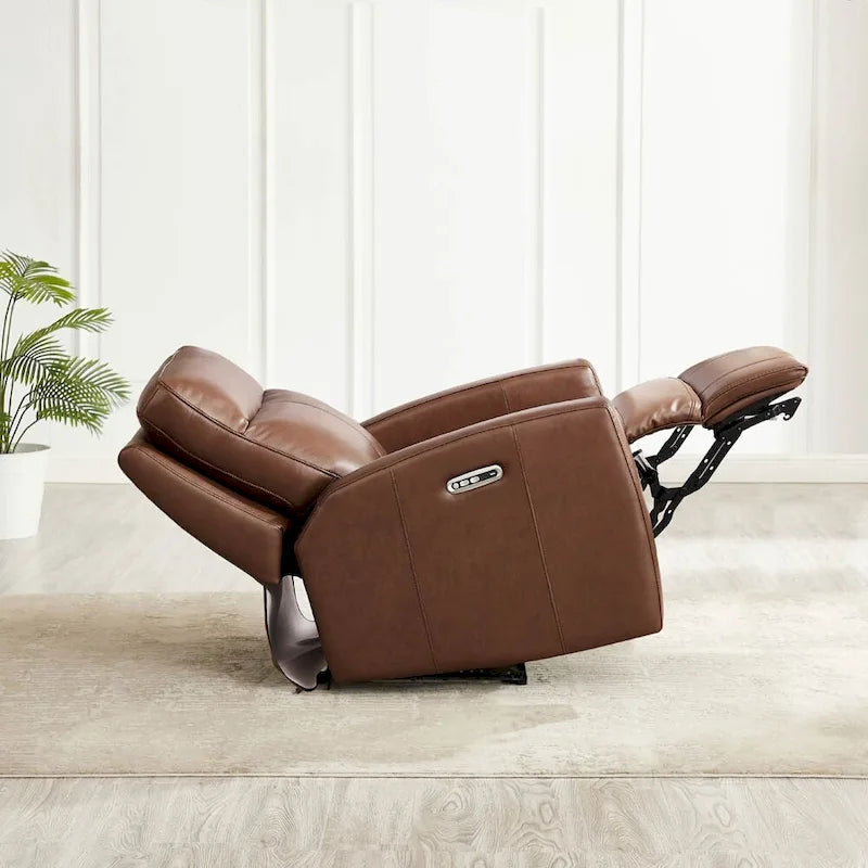 Causeuse inclinable et appuie-tête électrique Vienna Zero Gravity en cuir pleine fleur avec console