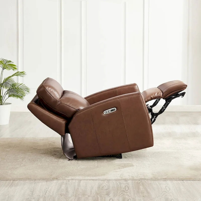 Causeuse inclinable et appuie-tête électrique Vienna Zero Gravity en cuir pleine fleur avec console