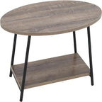 Table basse rustique ovale avec étagère de rangement - 59,5P x 100L x 42H cm