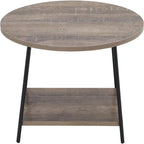 Table basse rustique ovale avec étagère de rangement - 59,5P x 100L x 42H cm