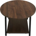 Table basse rustique ovale avec étagère de rangement - 59,5P x 100L x 42H cm