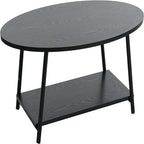 Table basse rustique ovale avec étagère de rangement - 59,5P x 100L x 42H cm