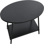 Table basse rustique ovale avec étagère de rangement - 59,5P x 100L x 42H cm