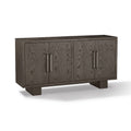   68 Inch Sideboard Buffet Cabinet, Rubberwood, Grain Details, Ash Gray