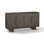   68 Inch Sideboard Buffet Cabinet, Rubberwood, Grain Details, Ash Gray