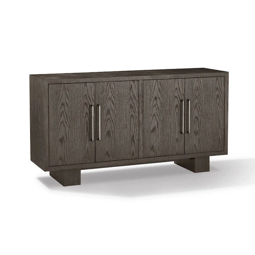   68 Inch Sideboard Buffet Cabinet, Rubberwood, Grain Details, Ash Gray