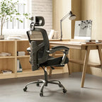 Chaise de bureau ergonomique à dossier haut en maille avec support lombaire et coussin pour ordinateur