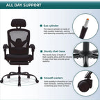 Chaise de bureau ergonomique à dossier haut en maille avec support lombaire et coussin pour ordinateur