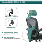 Chaise de bureau ergonomique à dossier haut en maille avec support lombaire et coussin pour ordinateur