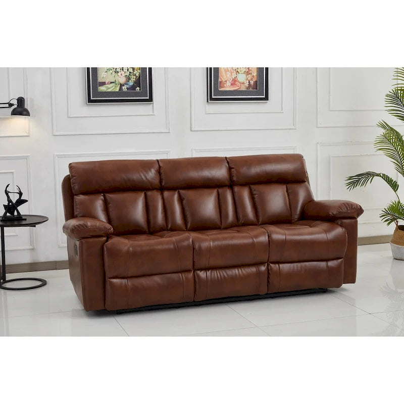   Bonded Leather Manual Rclining 3-seat Sofa Couch in Orange 8062