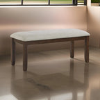 Banc Humpty de 43 pouces, revêtement en polyester gris, bois massif brun cerise