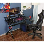   48 Home Office R-Shaped Gaming Computer Desk with Removable Monitor Stand