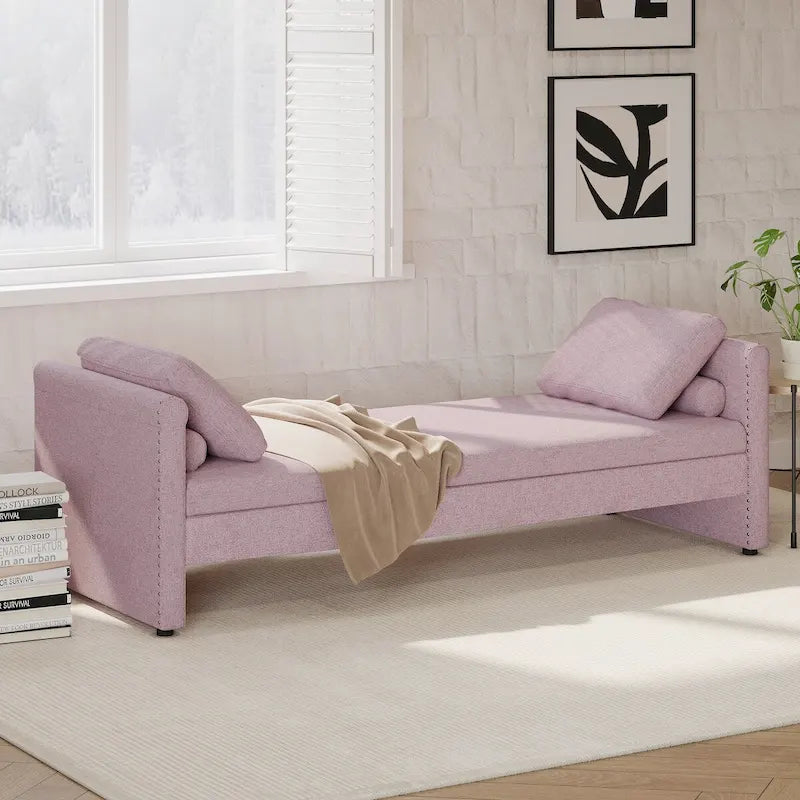 Lit de repos rembourré moderne avec oreillers, petit lit de repos simple pour salons