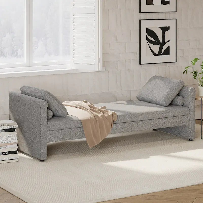Lit de repos rembourré moderne avec oreillers, petit lit de repos simple pour salons