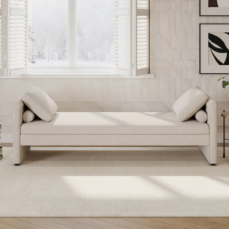 Lit de repos rembourré moderne avec oreillers, petit lit de repos simple pour salons