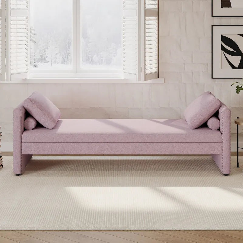 Lit de repos rembourré moderne avec oreillers, petit lit de repos simple pour salons