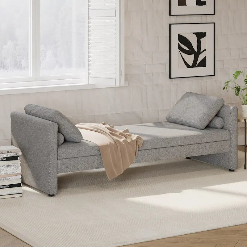 Lit de repos rembourré moderne avec oreillers, petit lit de repos simple pour salons