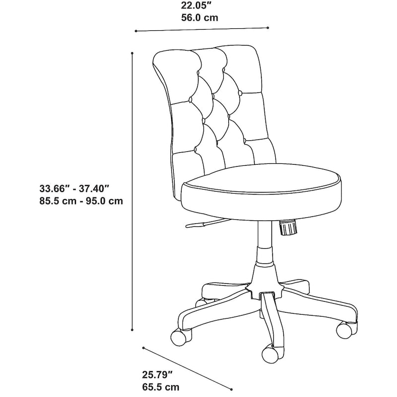 Chaise de bureau à dossier mi-hauteur capitonnée Arden Lane