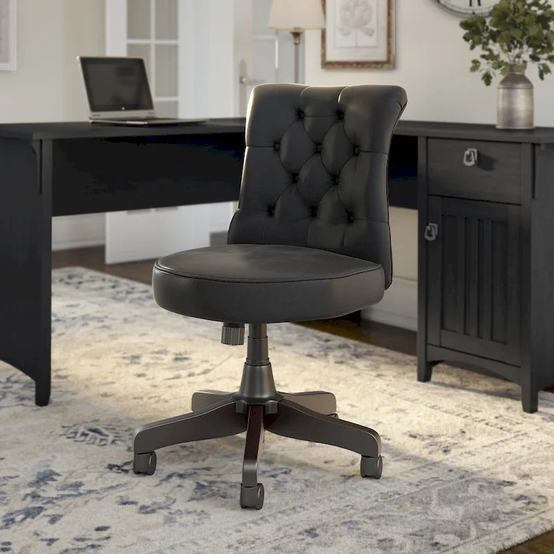 Chaise de bureau à dossier mi-hauteur capitonnée Arden Lane