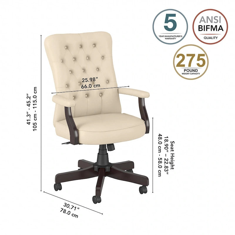 Chaise de bureau à dossier haut Arden Lane avec accoudoirs par