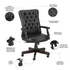 Chaise de bureau à dossier haut Arden Lane avec accoudoirs par
